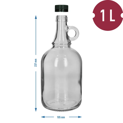 Fles Gallone 1L zonder vlechtwerk, met dop - 4