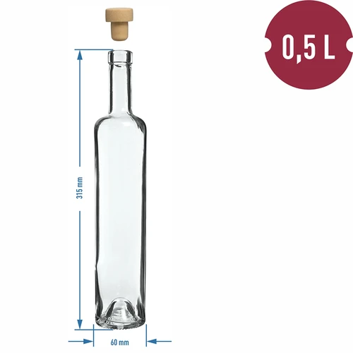 Marina-fles 500 ml met kurk, 1 stuk - 4