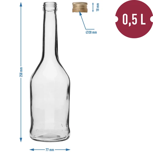 Fles Napoleon 500 ml met dop fi28, 6 stuks - 7