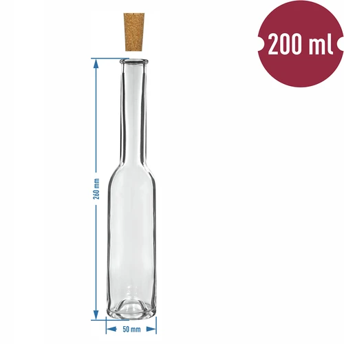 Fles voor likeur 200 ml 6 stuks + 6 kurken 23/18 - 7