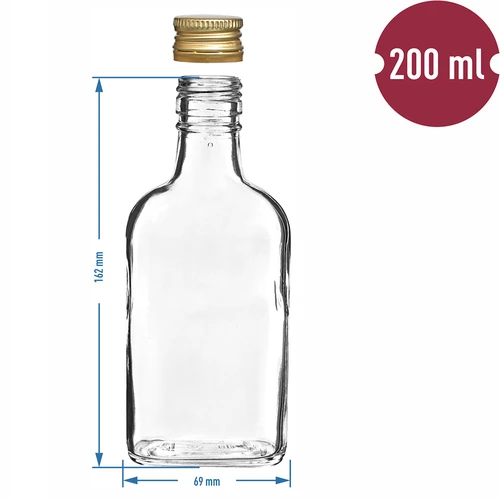 Fles voor likeuren heupfles met dop 200 ml 10 stuks - 6
