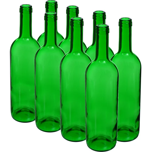 Fles voor wijn 0,75 L groen - verpakking van 8 stuks