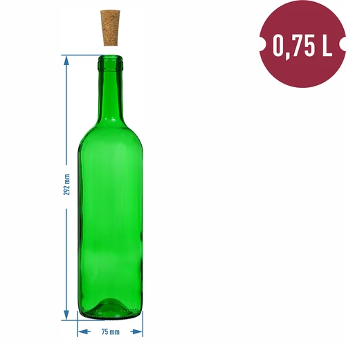 Fles voor wijn 0,75 L groen - verpakking van 8 stuks - 6