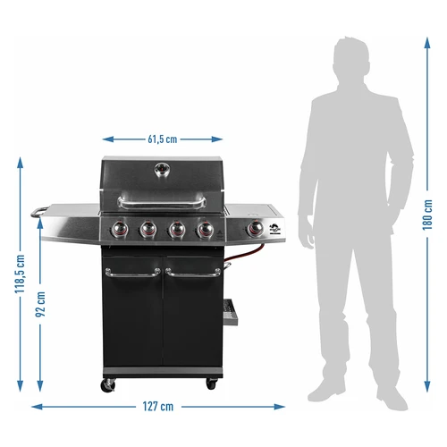 Gasbarbecue dragON BBQ101, 11,7 kW, zwart-zilver - 10