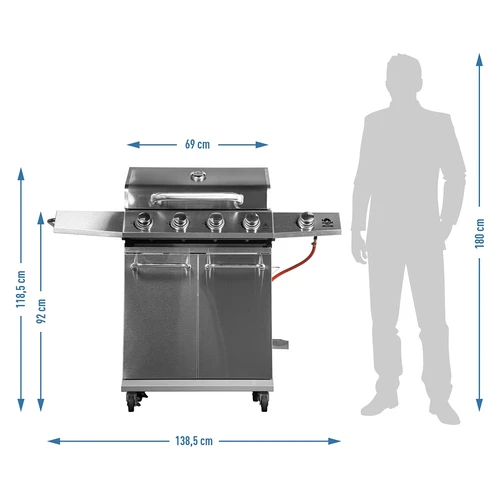 Gasbarbecue dragON BBQ201, 18,8 kW, zilver - 12