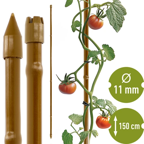 Gecoate stalen stok in bamboevorm, 150 cm x 11mm