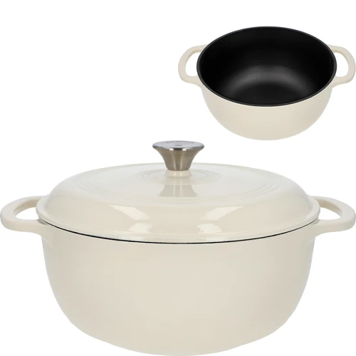 Geëmailleerde gietijzeren braadpan - ecru, 5,8 L