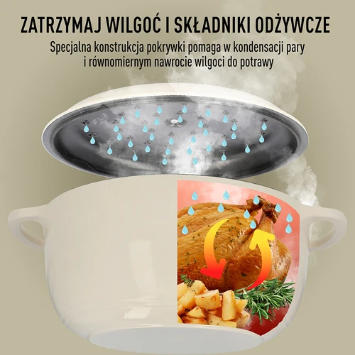 Geëmailleerde gietijzeren braadpan - ecru, 5,8 L - 6