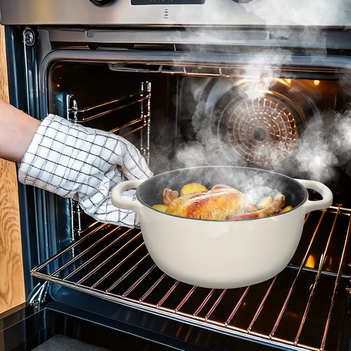 Geëmailleerde gietijzeren pan - ecru, 4 L - 8