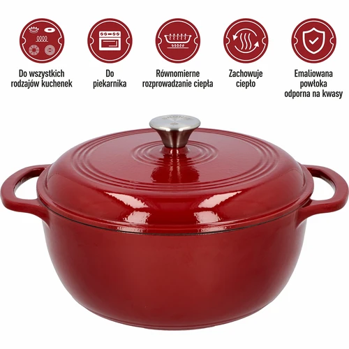 Geëmailleerde gietijzeren pot - bordeaux, 5,8L - 5