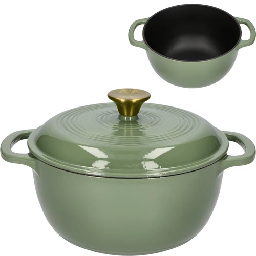 Geëmailleerde gietijzeren pot - salie, 4L