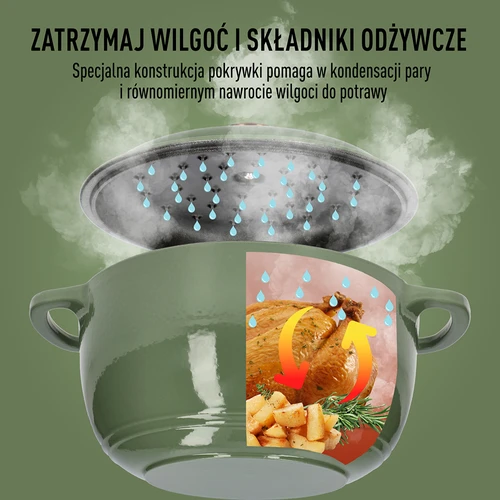 Geëmailleerde gietijzeren pot - salie, 4L - 6