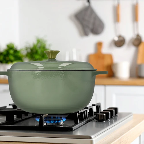 Geëmailleerde gietijzeren pot - salie, 5,8L - 9