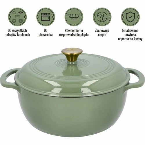 Geëmailleerde gietijzeren pot - salie, 5,8L - 5