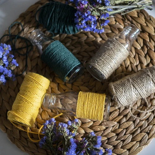 Gele katoenen koord 2 mm/55 m/100 g - 12