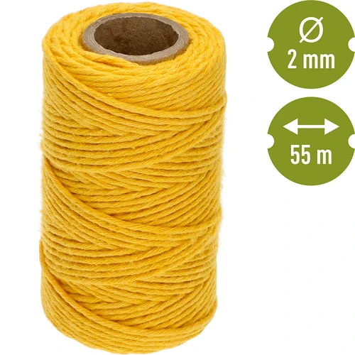 Gele katoenen koord 2 mm/55 m/100 g - 4