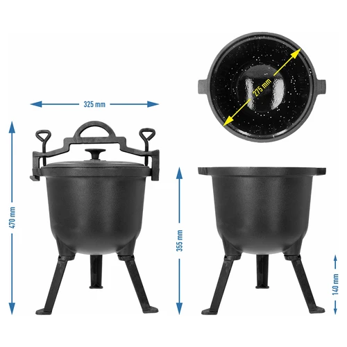 Gietijzeren jachtketel met geëmailleerd interieur, 8 L - 5