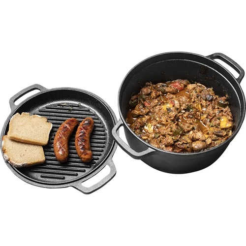Gietijzeren pan met koekenpan, 5 L + 1 L - 13