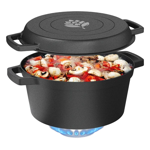 Gietijzeren pan met koekenpan, 5 L + 1 L - 7