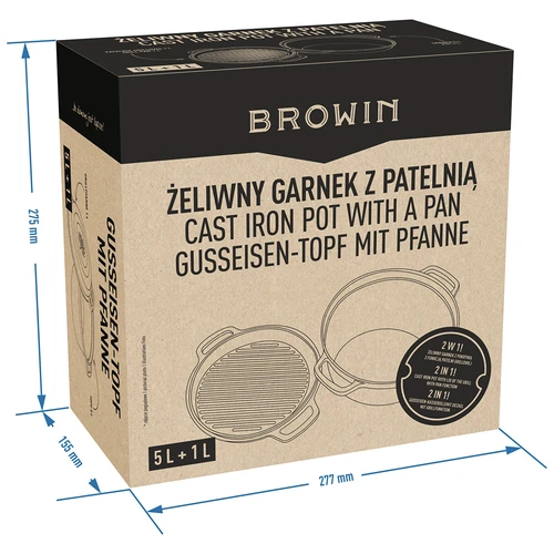 Gietijzeren pan met koekenpan, 5 L + 1 L - 11