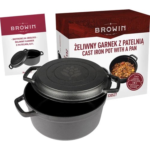 Gietijzeren pot met pan, 3,5 L - 8
