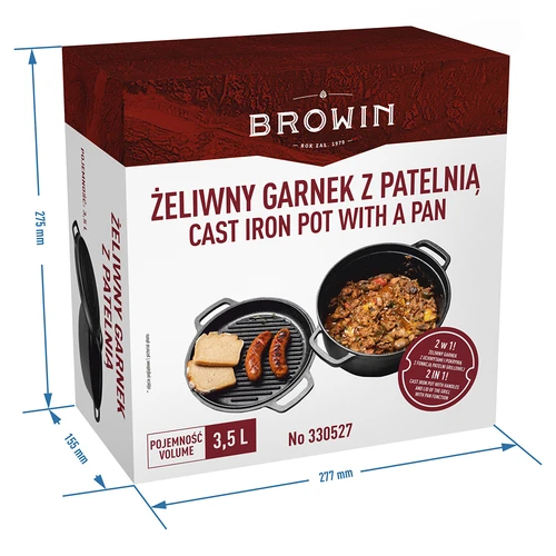 Gietijzeren pot met pan, 3,5 L - 9