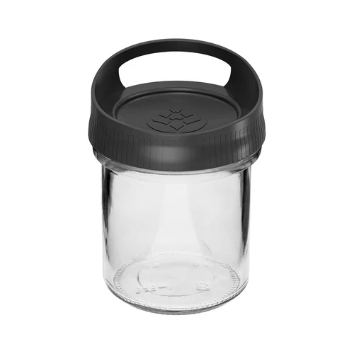 Glazen container 350 ml, met deksel om op te hangen
