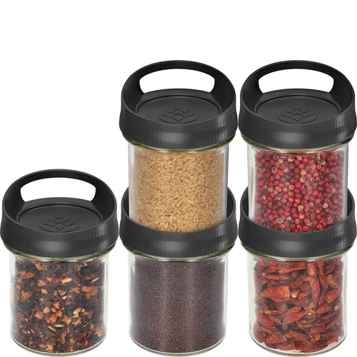 Glazen container 350 ml, met deksel om op te hangen - 3
