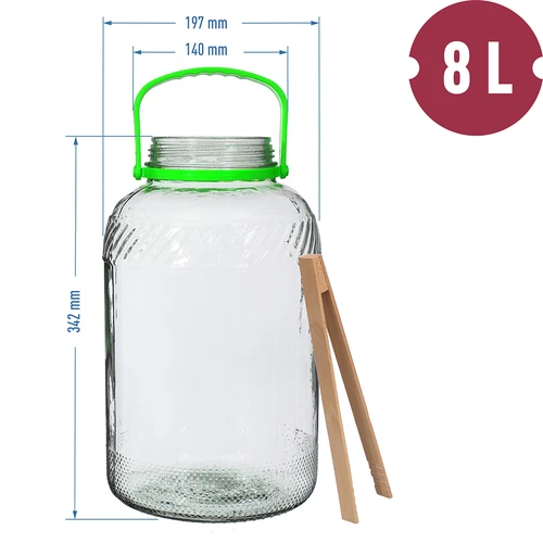 Glazen pot 8 L, met tang - 6