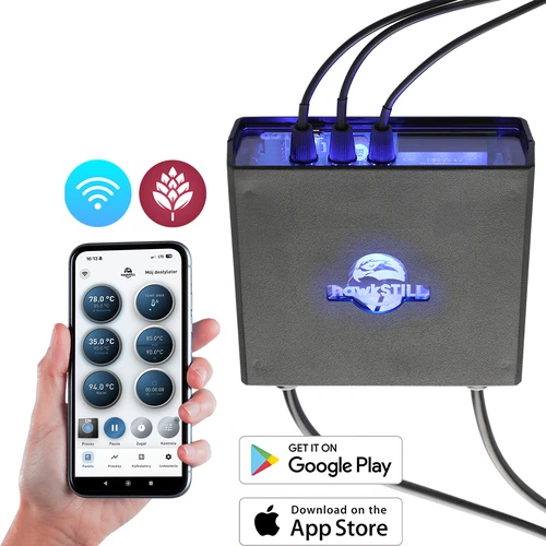 hawkSTILL destillatiethermometer met Wi‑Fi en aan/uit-functie voor het verwarmingselement