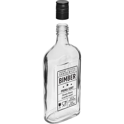 Platte fles (heupfles) 500 ml met schroefdop, opdruk 'Bimber PRL', 1 stuk. - 3