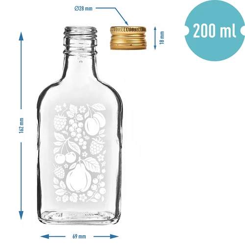 Heupfles 200 ml met schroefdop en opdruk "Fruit" – motief 2 - 4