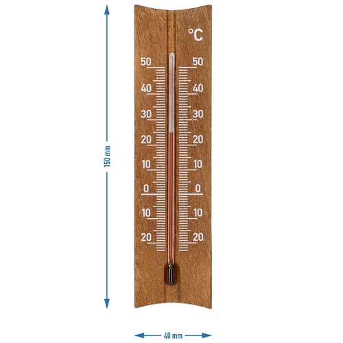 Houten kamertemperatuurmeter (-20 tot +50°C), donkerbruin, 15cm - 5