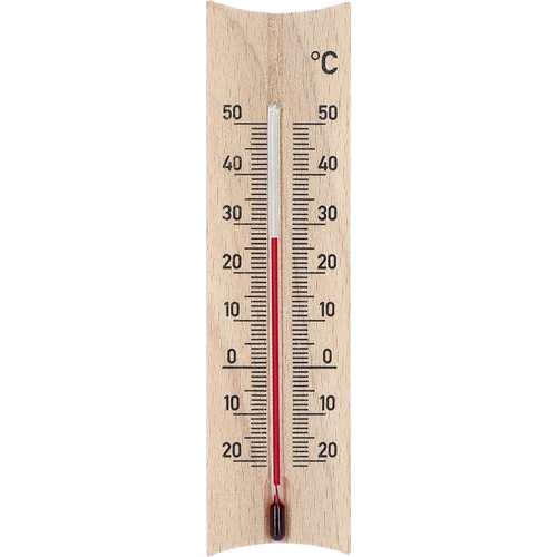 Houten kamerthermometer (-20 tot +50°C), lichtbruin, 15 cm