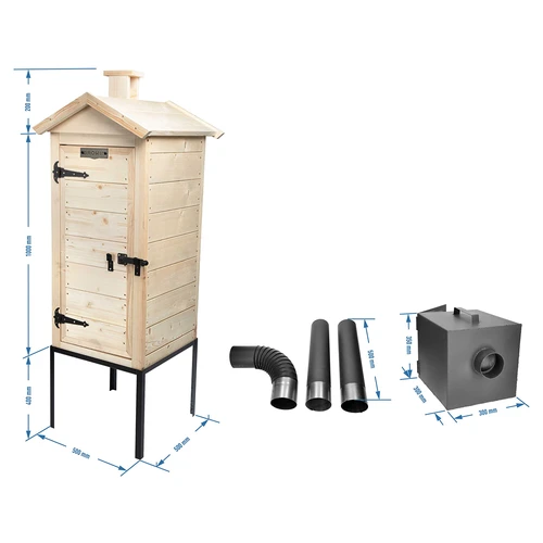 Houten rookoven 100 cm, met vuurhaard - 7