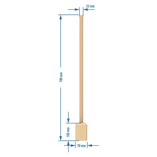 Houten stamper / stamper voor kool 78 cm - 2