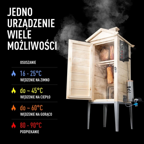 Houten tuinrookoven 200 L – dragON Wood 100E met elektrische verwarmingsmodule en regelaar - 4