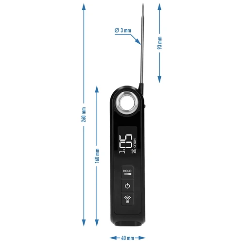 Infrarood keukenthermometer, compact, met inklapbare sonde - 11