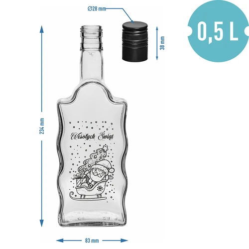 Klasztorna-fles 500 ml met schroefdop, opdruk „Kerstman”, 1 st. - 5