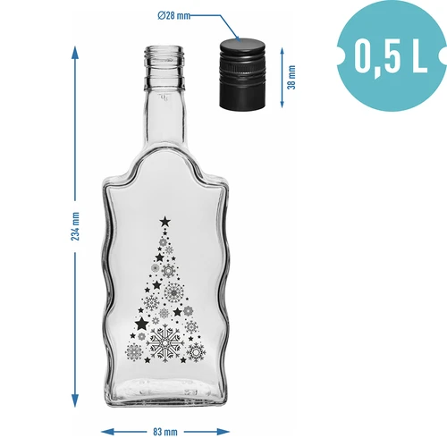 Kloosterfles 500 ml met schroefdop, opdruk 'Kerstboom', 1 stuk. - 5