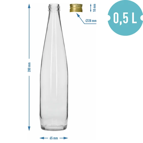 Klubowa-fles 500 ml met gouden schroefdop, set van 6 stuks. - 7