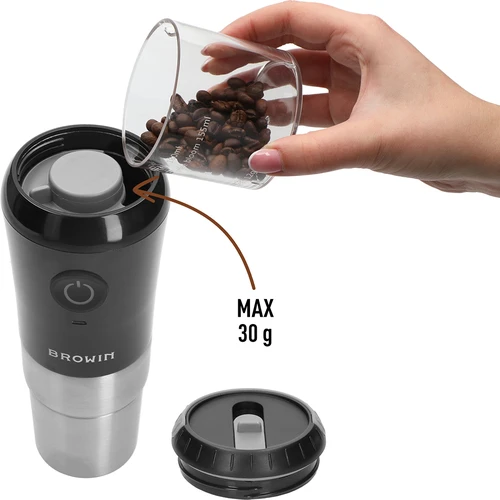 Koffiemolen - elektrisch, maalschijf, met zetapparaat en beker - 7