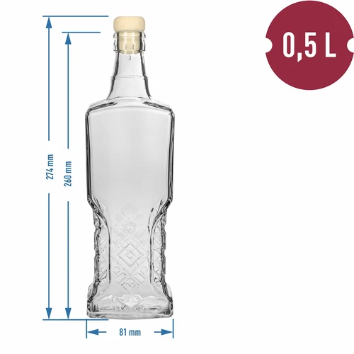 Kredensowa-fles 500 ml met kurk - 5