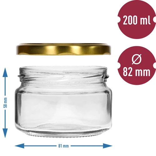 Lage pot 200ml - met gouden deksel fi 82/6, 6 stuks - 5