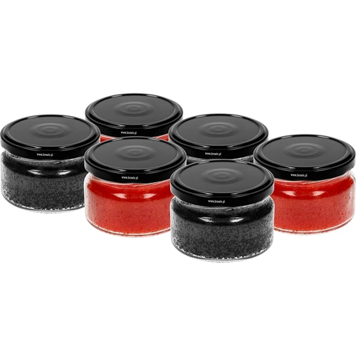 Lage pot 200ml - met zwarte deksel fi 82/6, 6 stuks - 3