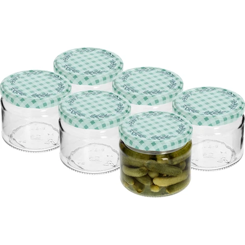 Lage pot 330ml - met gekleurde deksel fi 82/6, 6 stuks - 2