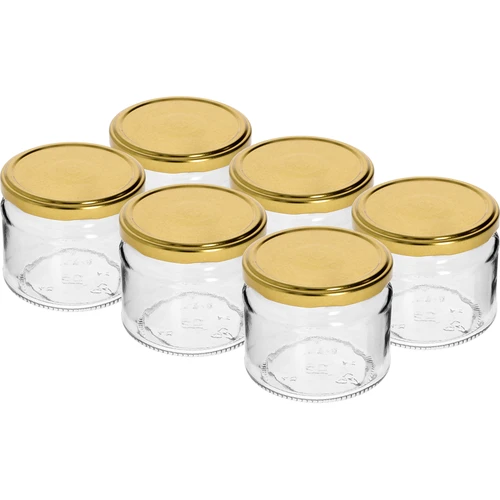 Lage pot 330ml - met gouden deksel fi 82/6, 6 stuks