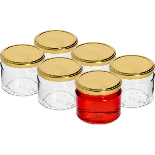 Lage pot 330ml - met gouden deksel fi 82/6, 6 stuks - 2