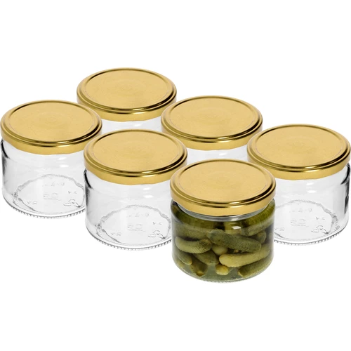 Lage pot 330ml - met gouden deksel fi 82/6, 6 stuks - 3