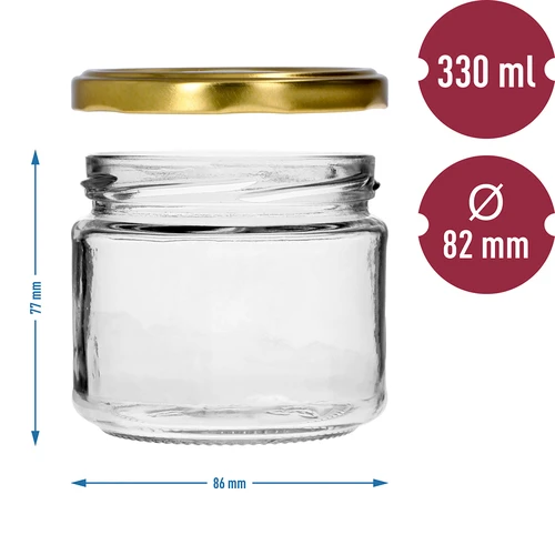 Lage pot 330ml - met gouden deksel fi 82/6, 6 stuks - 7